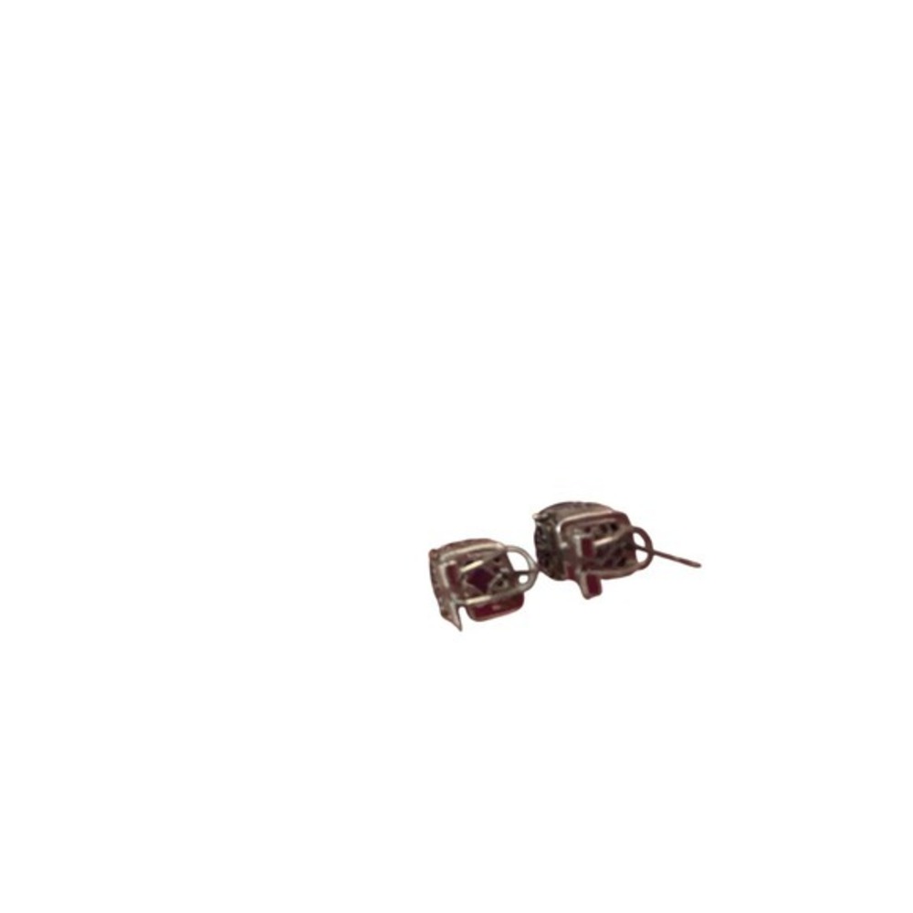 Sterling Silver Amethyst Filigree Stud Earrings Purple Cushion Cut Mixed Metal